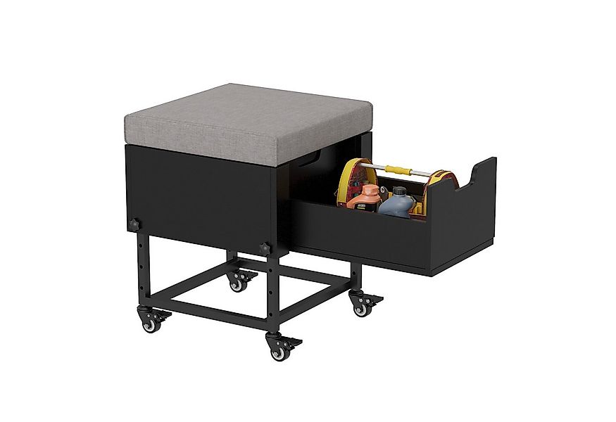 FUFU&GAGA Arbeitshocker Höhenverstellbarer Polsterhocker, Schwarz + Grau, M günstig online kaufen