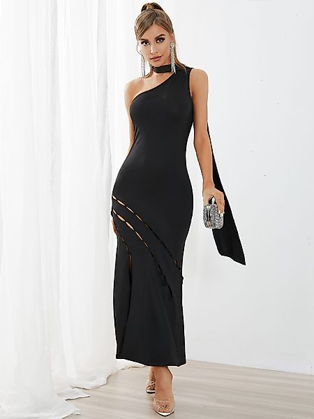 YOINS Black Halter Hollow Design Ärmelloses Maxi Kleid günstig online kaufen
