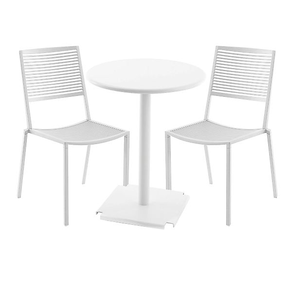 Fast - Easy Cross/Tonic Gartenset - weiß/Tisch weiß Ø 60cm/2 Stühle 1 Bistr günstig online kaufen