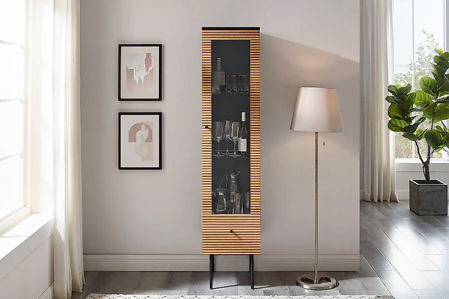SalesFever Vitrine "Torsby Exquisite Vitrine für Stilbewusste" Eiche Echtho günstig online kaufen