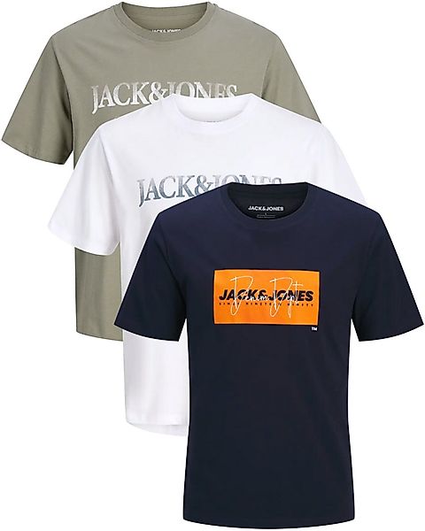 Jack & Jones Print-Shirt (Spar-Set, 3er-Pack) mit Logodruck, aus Baumwolle günstig online kaufen