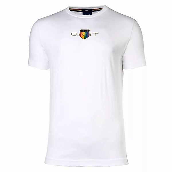 GANT Herren T-Shirt - PRIDE., Rundhals, Baumwolle, kurzarm Weiß L günstig online kaufen