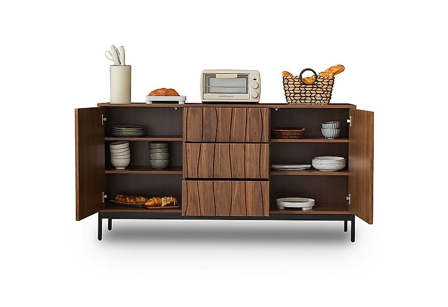HAUSS SPOLE Sideboard Kommode Beistellschrank Buffetschrank, strukturierte günstig online kaufen
