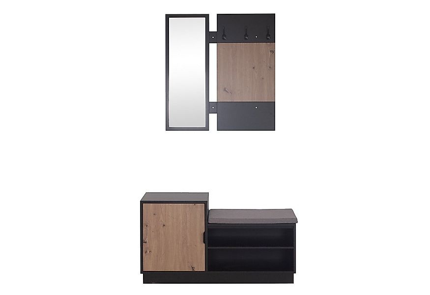 HTI-Living Garderobe Garderobenpaneel mit Spiegel und Schuhbank (Set, 2 St. günstig online kaufen