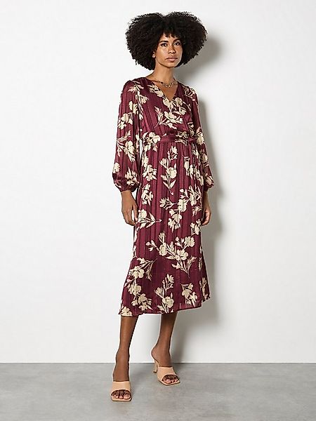 Apricot Midikleid Satinkkleid (2-tlg) in Wickeldesign mit Blumenmuster günstig online kaufen