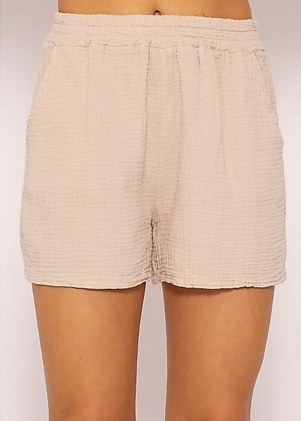 SASSYCLASSY Shorts Lockere Musselin Shorts High-Waist Baumwoll Shorts mit E günstig online kaufen