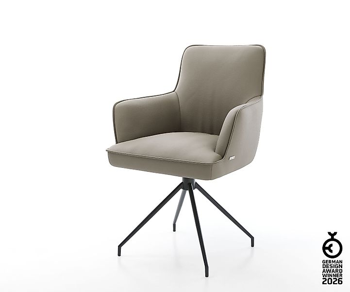 Drehstuhl Heira-Flex mit Armlehnen Echt-Leder Schlamm Kreuzgestell konisch günstig online kaufen