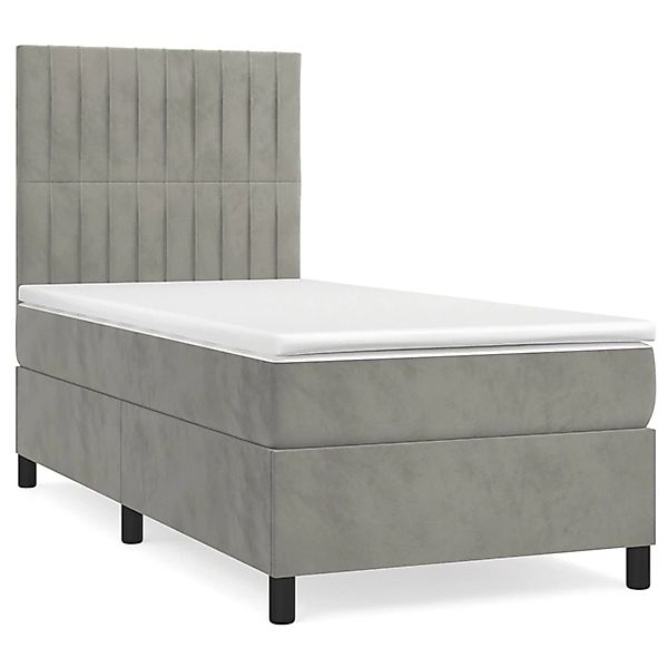 vidaXL Boxspringbett mit Matratze Hellgrau 100x200 cm Samt 3143127 günstig online kaufen
