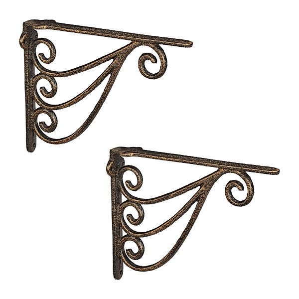 relaxdays Wandregalhalter Regalwinkel 2er Set Ornamente, günstig online kaufen