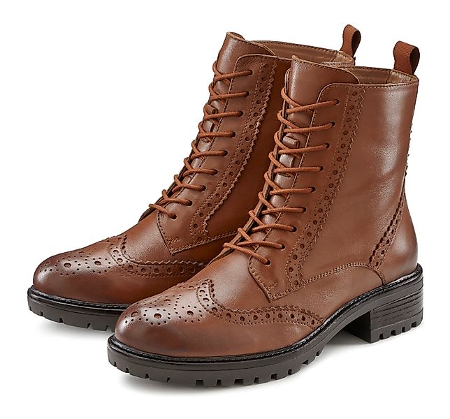 LASCANA Schnürboots Schnürstiefelette, Ankle Boots, Leder, günstig online kaufen
