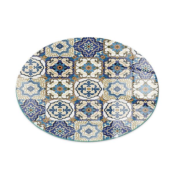 Tulup Glasplatte für Kamin Mosaikmuster mit Blumen Kamin Glasplatte Runden günstig online kaufen