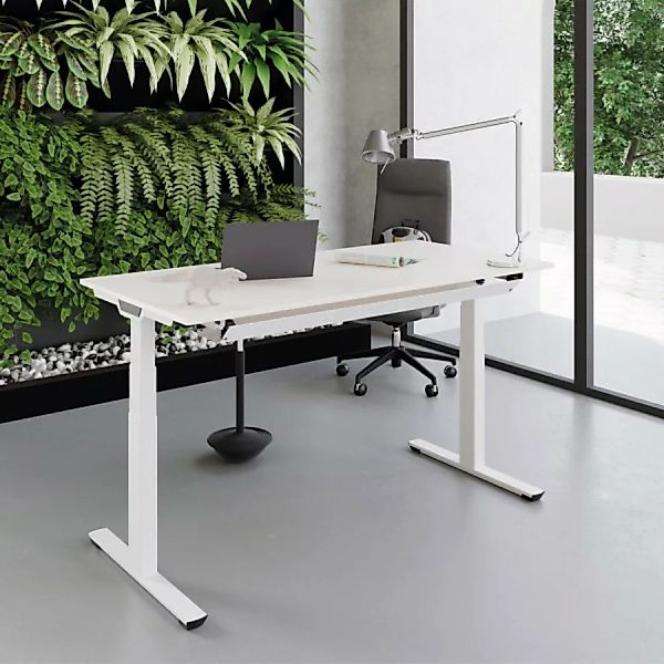 Palmberg CREW T Schreibtisch weiß - elektromotorisch höhenverstellbar günstig online kaufen