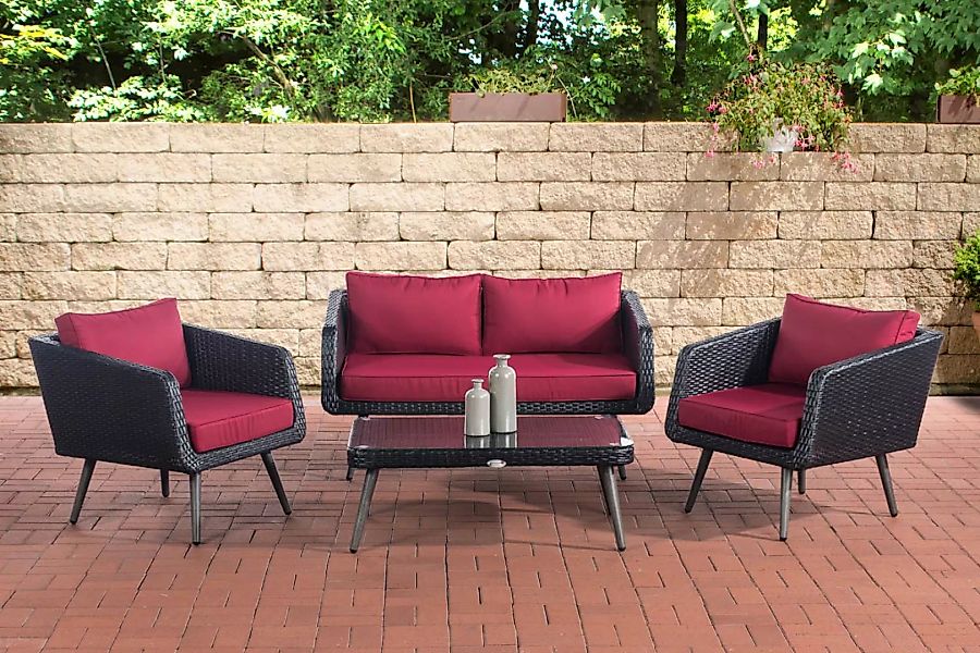 Lounge-Set Trosa Flachrattan rubinrot 40 cm (Dunkelgrau) schwarz günstig online kaufen