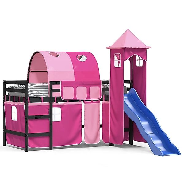 vidaXL Bett Kinderhochbett mit Turm Rosa günstig online kaufen
