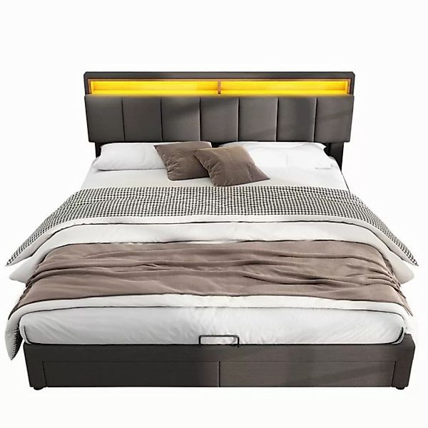 REDOM Polsterbett Doppelbett Bett Stauraumbett Jugendbett gepolsteres Bettg günstig online kaufen