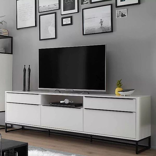 TV Schrank in Weiß und Schwarz 215 cm breit günstig online kaufen