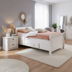 Komfortbett in Weiß Kiefer teilmassiv Nachtkommode (zweiteilig) günstig online kaufen