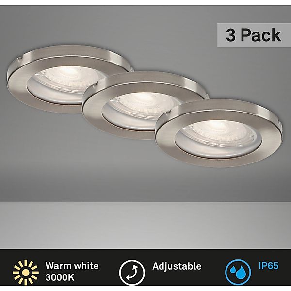 Briloner LED-Einbaustrahler 3er-Set Weiß IP 65 günstig online kaufen