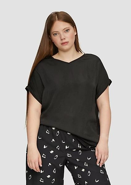 QS Kurzarmshirt Fabricmix-Shirt im Loose Fit mit V-Ausschnitt günstig online kaufen