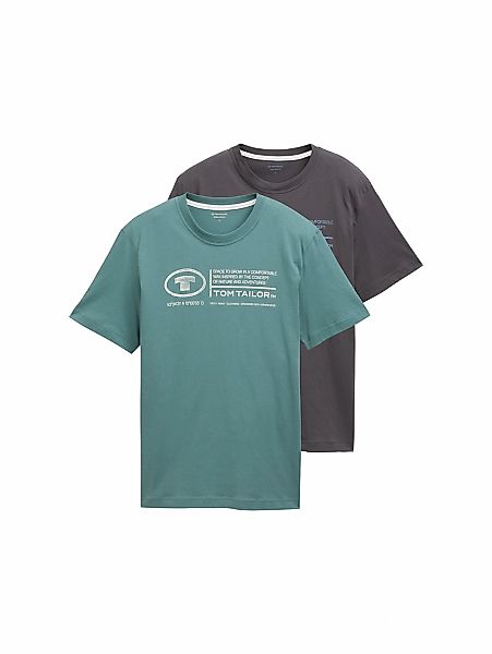 TOM TAILOR T-Shirt Packung, 2 Stk. mit Logo Print günstig online kaufen