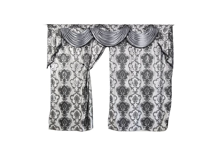 Gardinen by Justyna Verdunkelungsvorhang Barock Gardine Grau, Kräuselband, günstig online kaufen