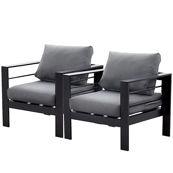 MeXo Gartensessel Outdoor 2 Sitzer Loungesessel Wetterfest Schwarz günstig online kaufen