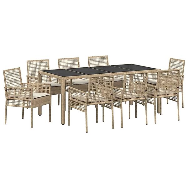 vidaXL Garten Essgruppe 9-Tlg Beige PE Rattan 3334892 günstig online kaufen