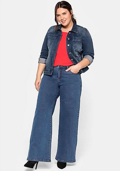 Sheego Allwetterjacke Jeansjacke Langarm in modisch kurzer Form günstig online kaufen