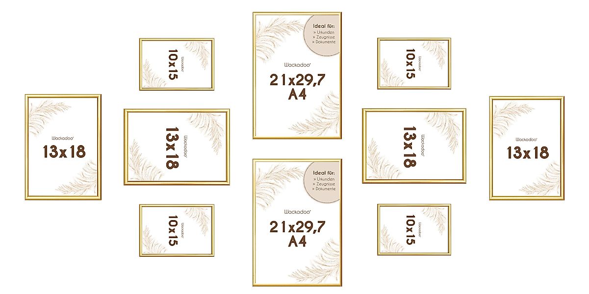 Wackadoo Living Bilderrahmen-Set Bilder Collage Set mit Glas für Einzelbild günstig online kaufen