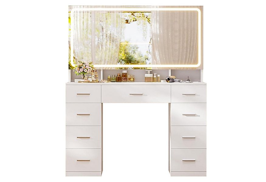 MSMASK Schminktisch mit LED Beleuchtung, XXL Spiegel-Kosmetiktisch mit Lade günstig online kaufen