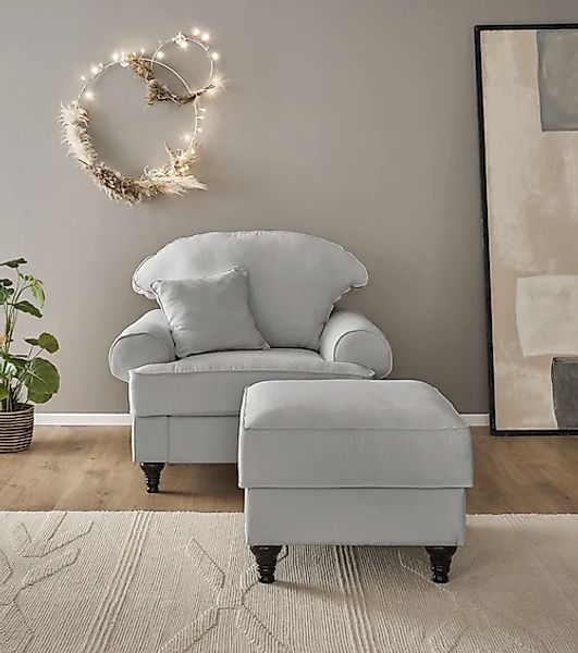 Home affaire Sessel »WESTMINSTER« Set, 1Sessel, 1 Hocker, 2 Stk. tlg. mit F günstig online kaufen