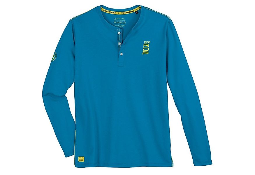 redfield Langarmshirt Redfield Übergröße Langarmshirt Knopfleiste türkisbla günstig online kaufen