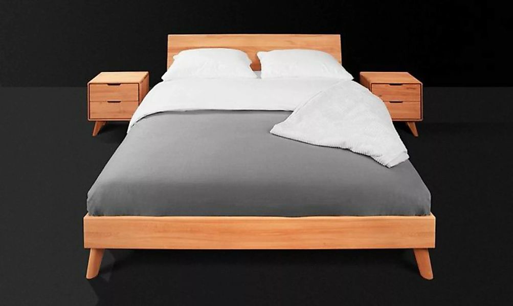 Natur24 Einzelbett Bett Gerg 1 Kernbuche massiv 160x200cm mit Holzkopfteil günstig online kaufen