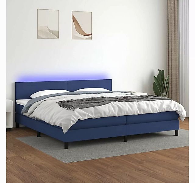 vidaXL Boxspringbett Boxspringbett mit Matratze LED Blau 200x200 cm Stoff B günstig online kaufen