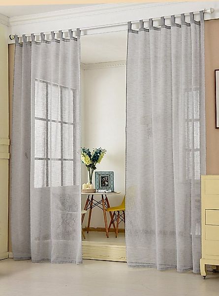 Woltu Gardine (1 St), halbtransparent, mit Schlaufen Leinen Landhaus Optik günstig online kaufen