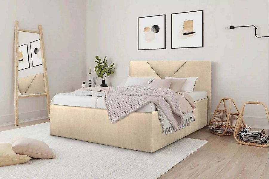 Halmon Schlafkomfort Betten Polsterbett Madrid, Kopfteil mit schönen Optik günstig online kaufen