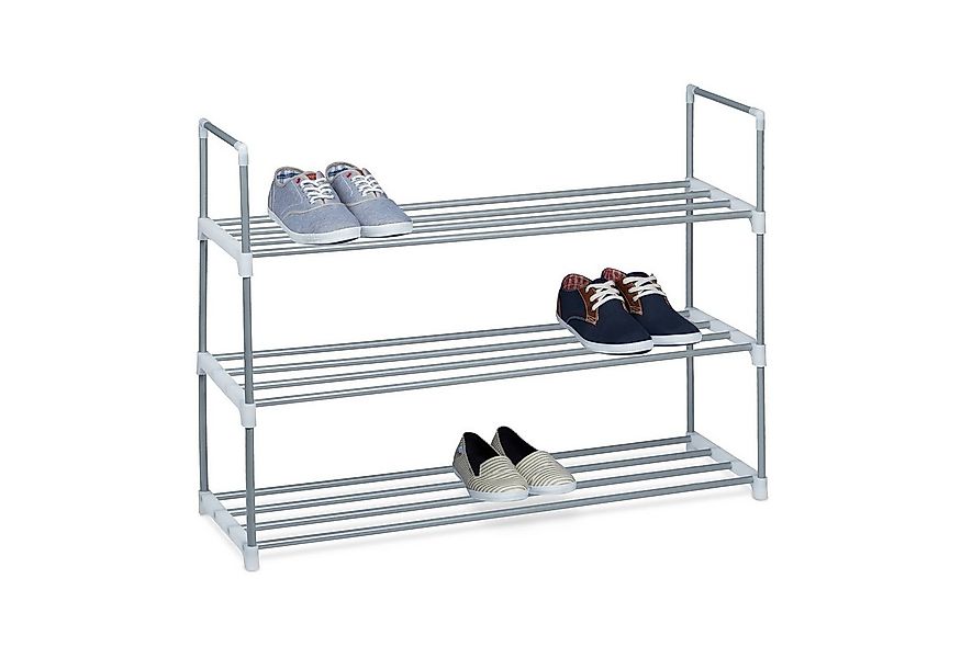 relaxdays Schuhregal Metall silb, 3 günstig online kaufen