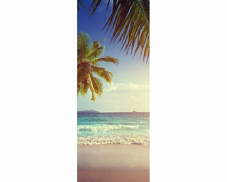 Dekopanel "Palmen am Meer" 1,00x2,50 m / Glattvlies Brillant günstig online kaufen
