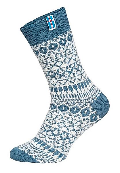 HomeOfSocks Socken Wollsocke Skandinavisch Flag Island hellblau - 1 Paar günstig online kaufen