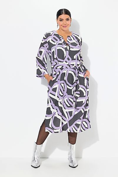 Ulla Popken Midikleid Kleid Tunika-Ausschnitt 3/4-Arm günstig online kaufen