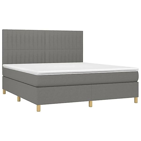 vidaXL Boxspringbett mit Matratze & LED Dunkelgrau 160x200 cm Stoff 3135606 günstig online kaufen