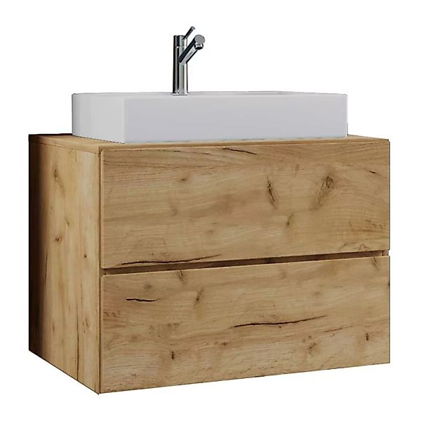 Waschtisch in Holzoptik mit zwei Schubladen Push to open Funktion günstig online kaufen