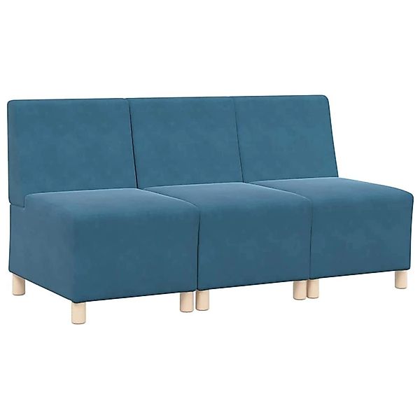 vidaXL Modulares Sofa ohne Armlehnen 3 Stk Blau 55 x 74 x 82 cm Samt 339980 günstig online kaufen