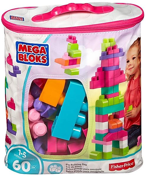 Mattel® Lernspielzeug MEGA BLOKS Bausteinbeutel pink 60 Stück günstig online kaufen