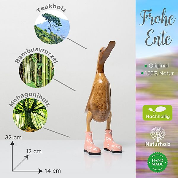Rikmani Dekofigur Holzfigur Ente, Handgefertigte Dekoration günstig online kaufen
