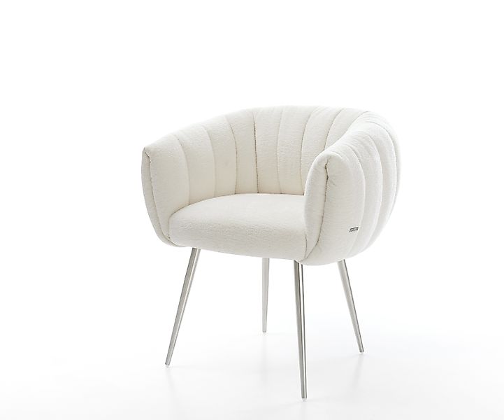 Esszimmerstuhl Jada-Flex Bouclé Soft Beige 4-Fuß konisch Edelstahl Taschenf günstig online kaufen