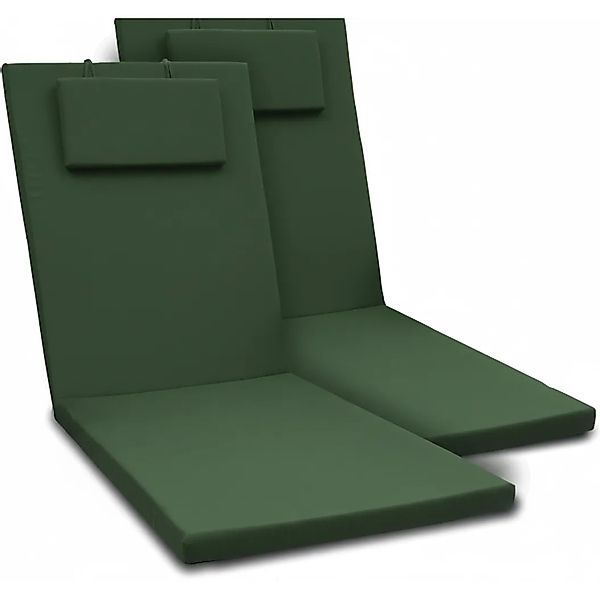 Beautissu 2er Set Gartenliege Auflage Loft RL 200x60x5cm Dunkelgrün günstig online kaufen