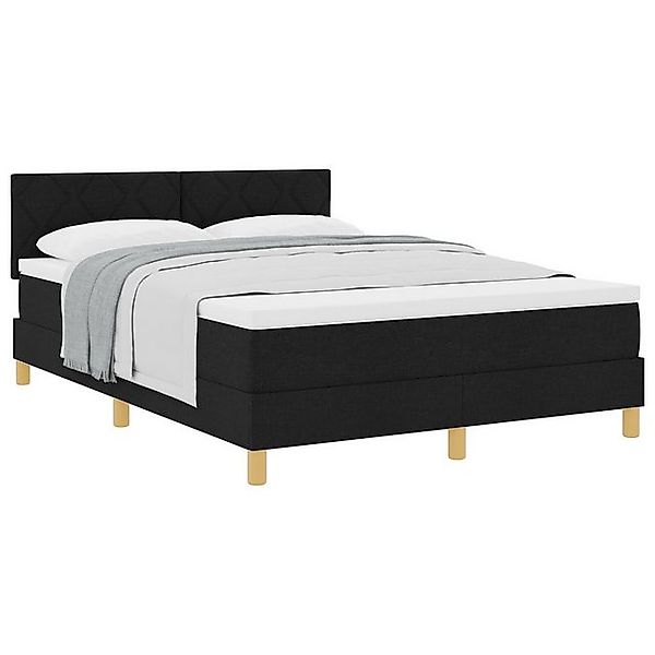 vidaXL Bett Boxspringbett mit Matratze Schwarz 140x200 cm Stoff (1-tlg) günstig online kaufen