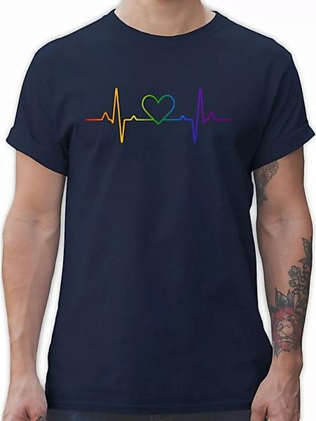 Shirtracer T-Shirt Herzschlag Regenbogen Pride LGBT Kleidung günstig online kaufen