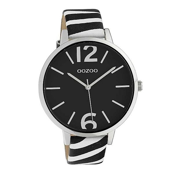 OOZOO Quarzuhr Damenuhr C10214 Schwarz Lederband Animal Print 43 mm C10214 günstig online kaufen